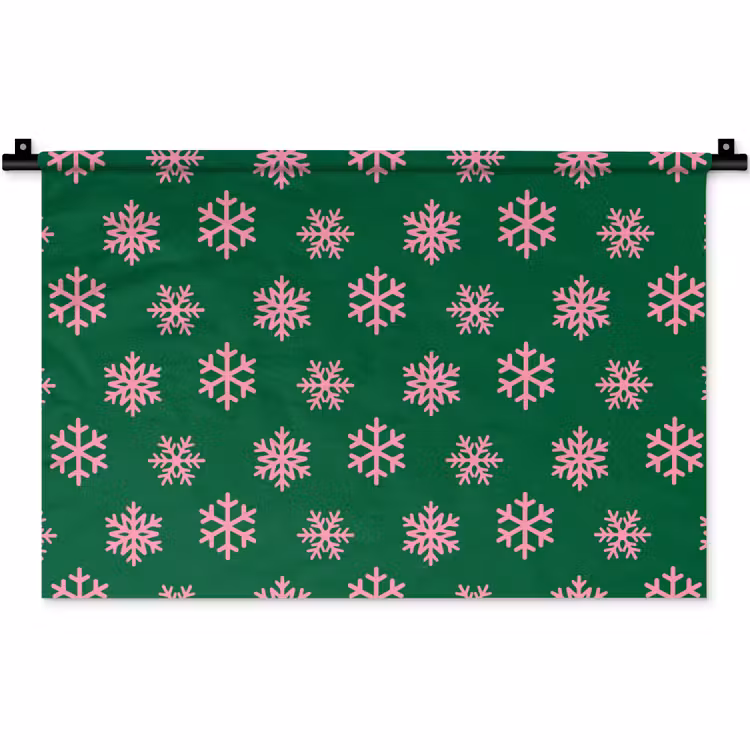 Wandteppich - Schneeflocke – Grün – Rosa – Weihnachten — 1