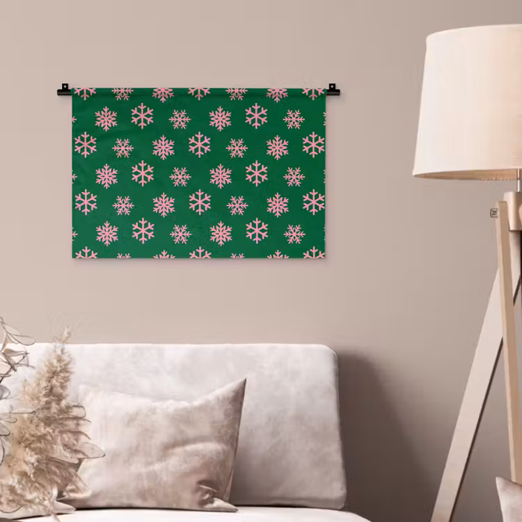 Wandteppich - Schneeflocke – Grün – Rosa – Weihnachten — 2