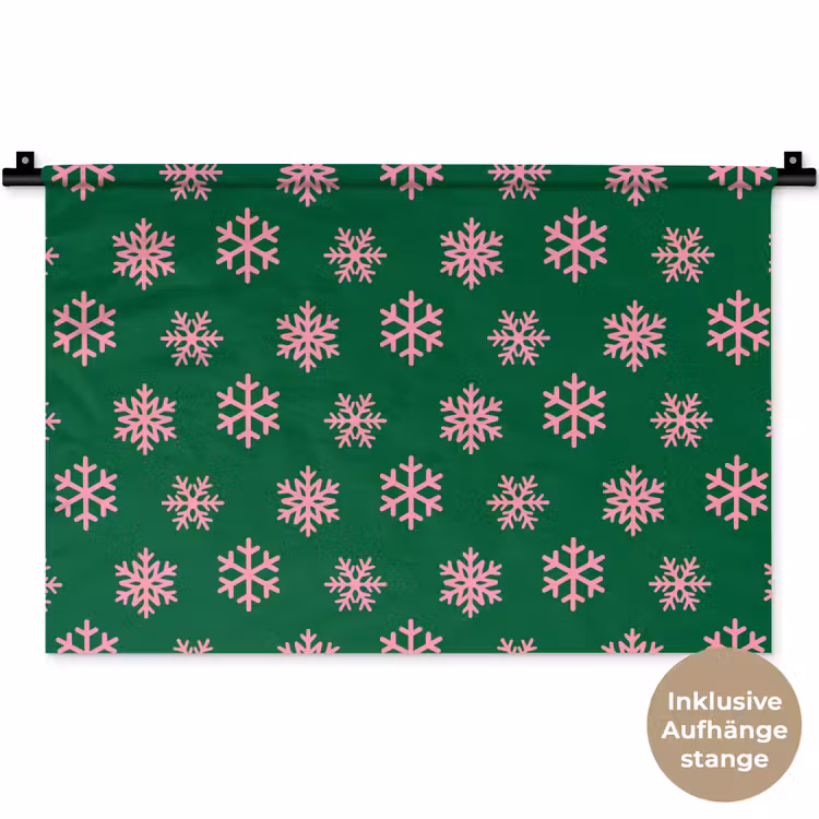 Wandteppich - Schneeflocke – Grün – Rosa – Weihnachten — 9