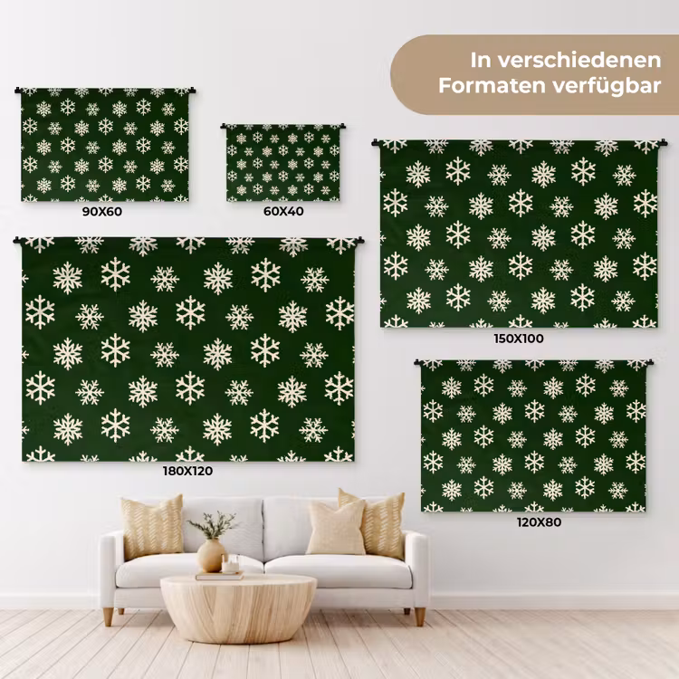 Wandteppich - Schneeflocke – Grün – Weiß – Weihnachten — 8
