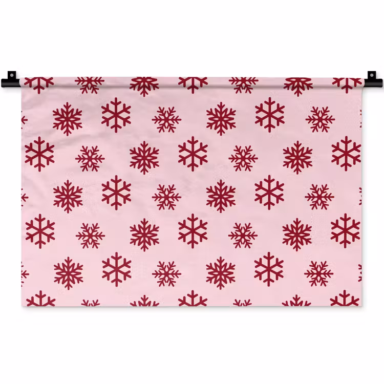 Wandteppich - Schneeflocke – Rosa – Rot – Weihnachten — 1