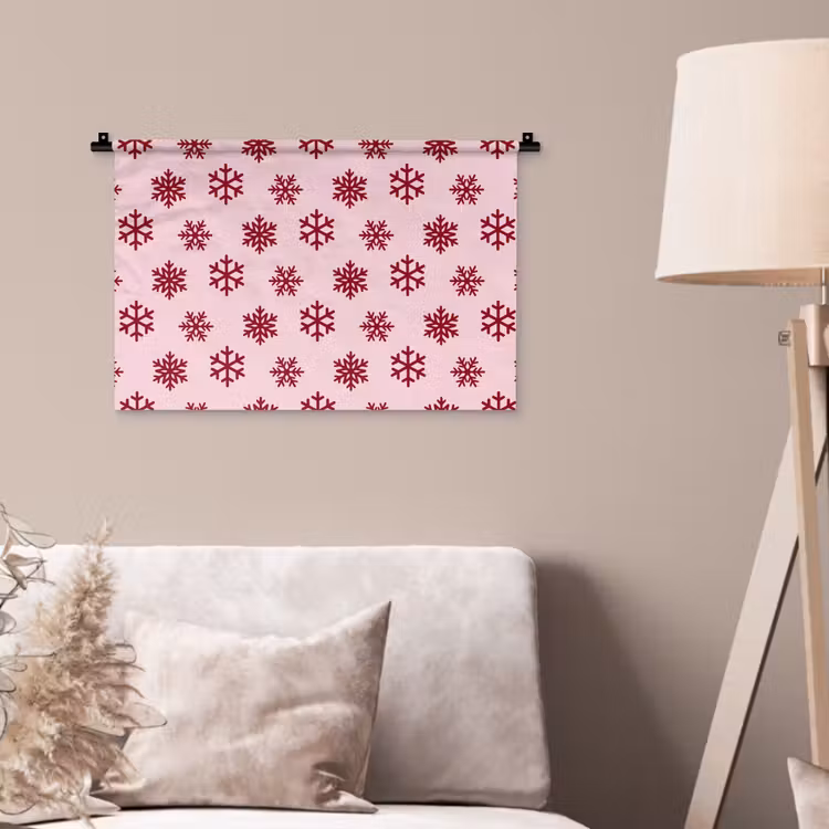 Wandteppich - Schneeflocke – Rosa – Rot – Weihnachten — 2
