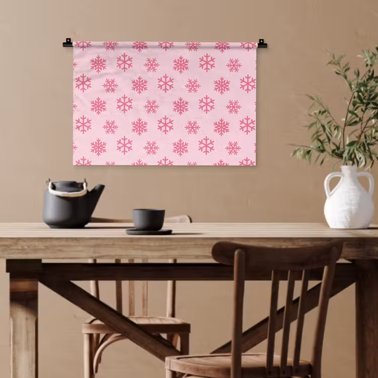 Wandteppich - Schneeflocke – Rosa – Weihnachten — 3