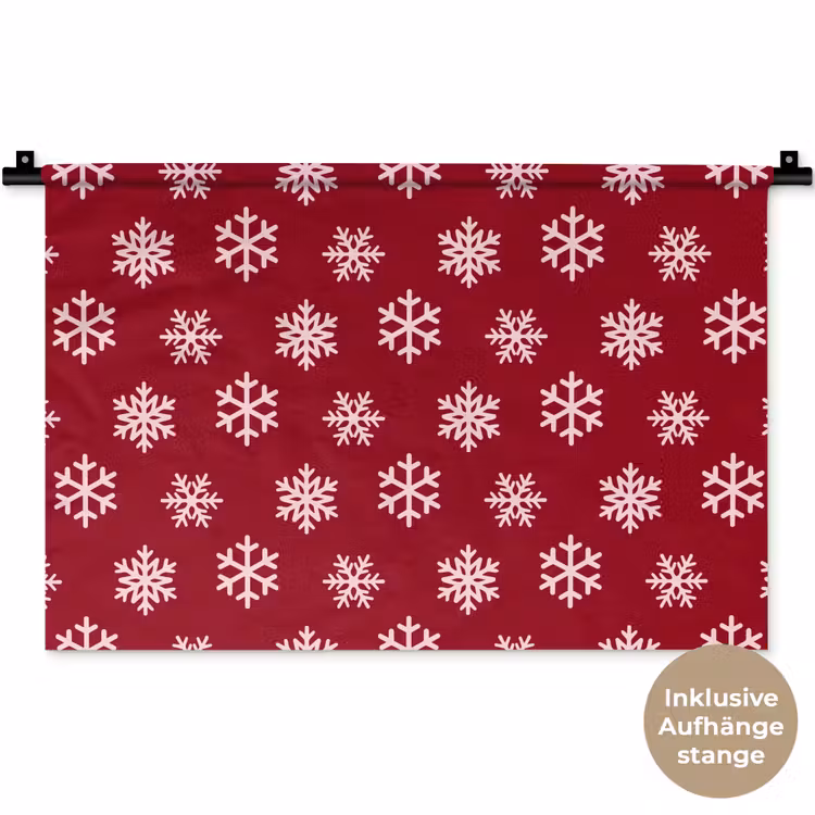Wandteppich - Schneeflocke – Rot – Rosa – Weihnachten — 9