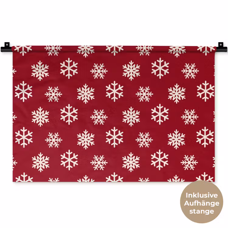 Wandteppich - Schneeflocke – Rot – Weiß – Weihnachten — 9