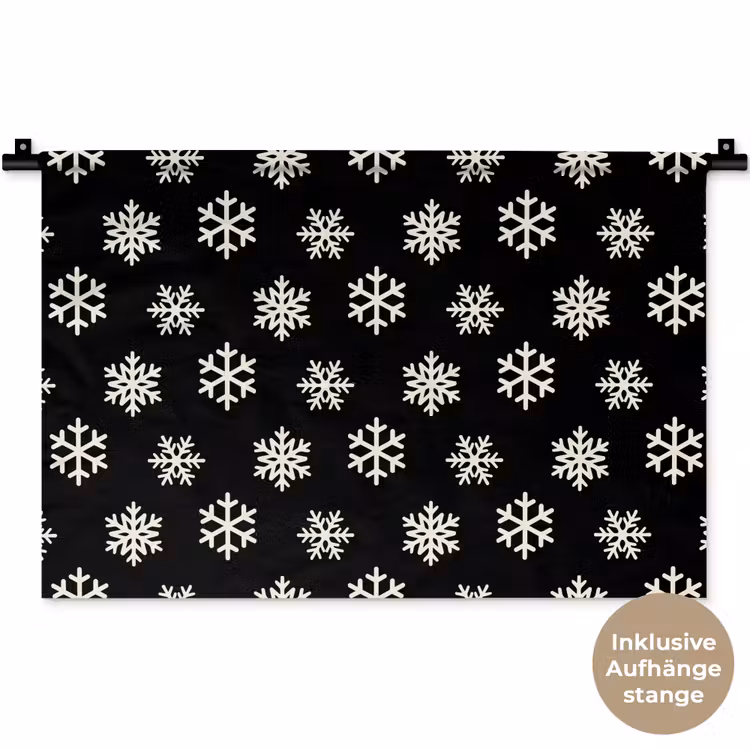 Wandteppich - Schneeflocke – Schwarz – Weiß – Weihnachten — 9