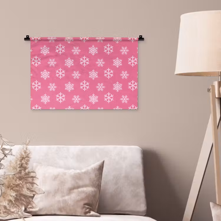 Wandteppich - Schneeflocke – Weihnachten – Rosa — 2