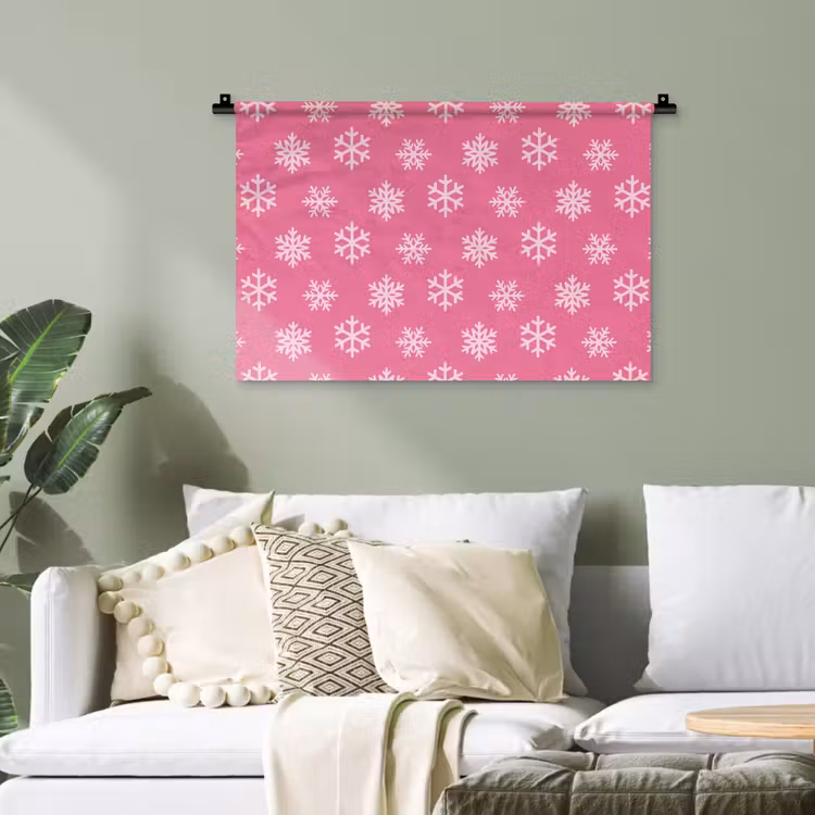 Wandteppich - Schneeflocke – Weihnachten – Rosa — 4