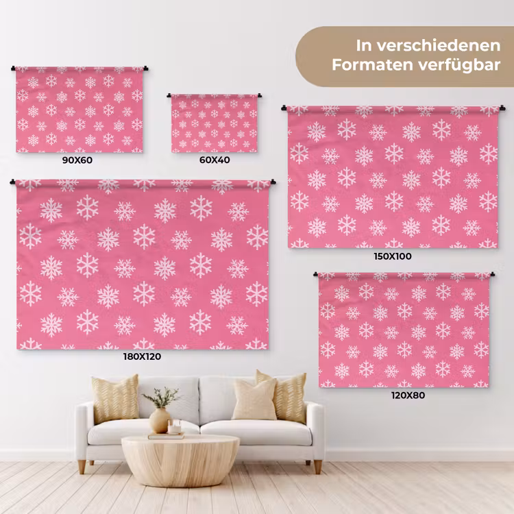 Wandteppich - Schneeflocke – Weihnachten – Rosa — 8