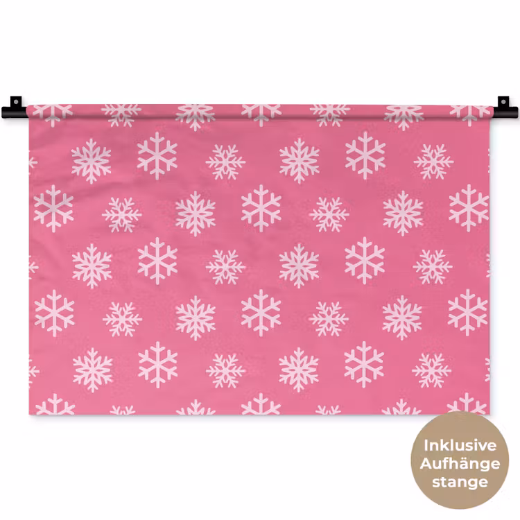 Wandteppich - Schneeflocke – Weihnachten – Rosa — 9