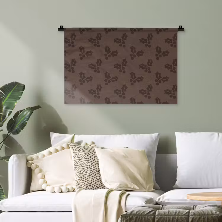 Wandteppich - Stechpalme – Weihnachten – Braun — 4
