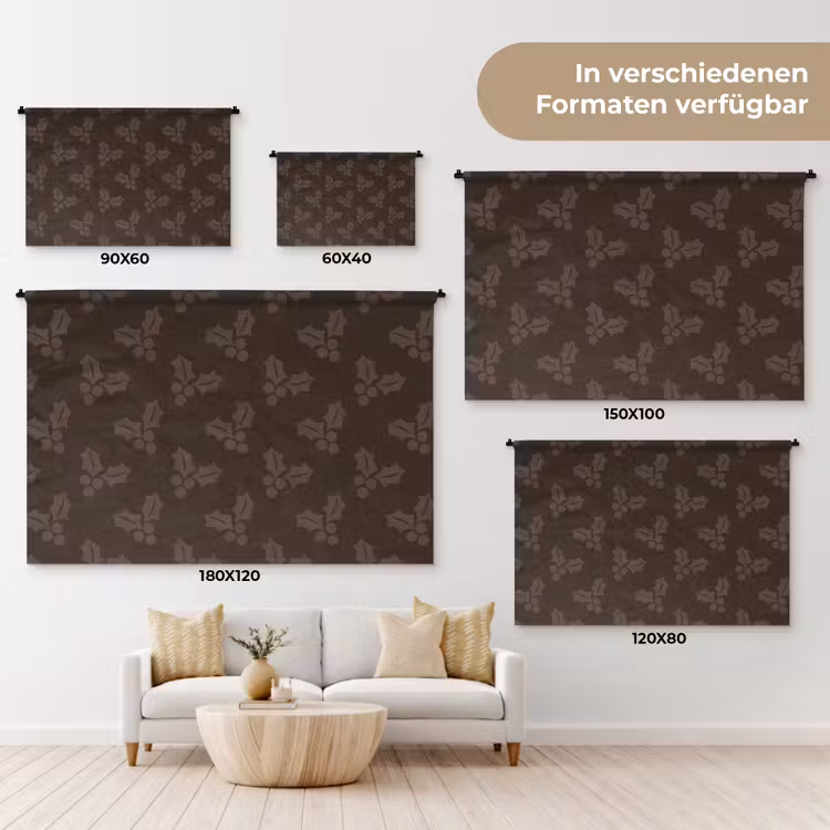 Wandteppich - Weihnachten – Stechpalme – Braun — 8