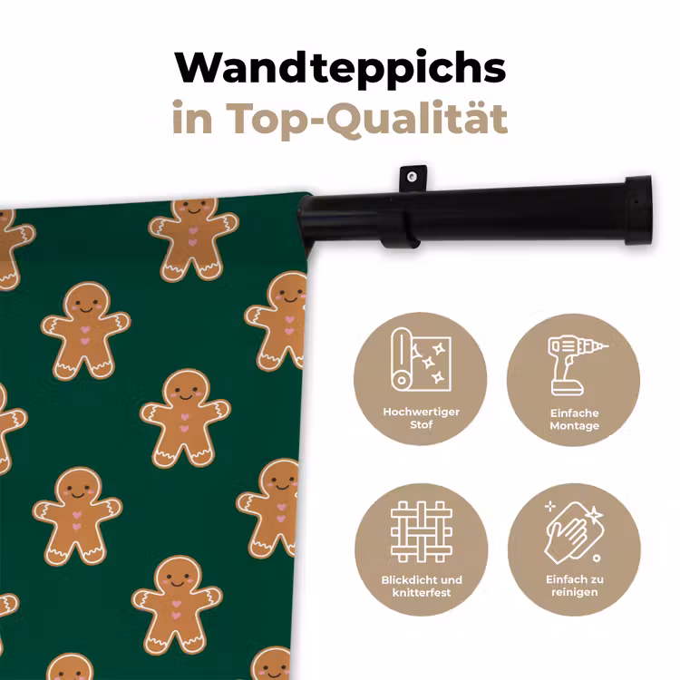 Wandteppich - Lebkuchen – Weihnachten – Grün — 7
