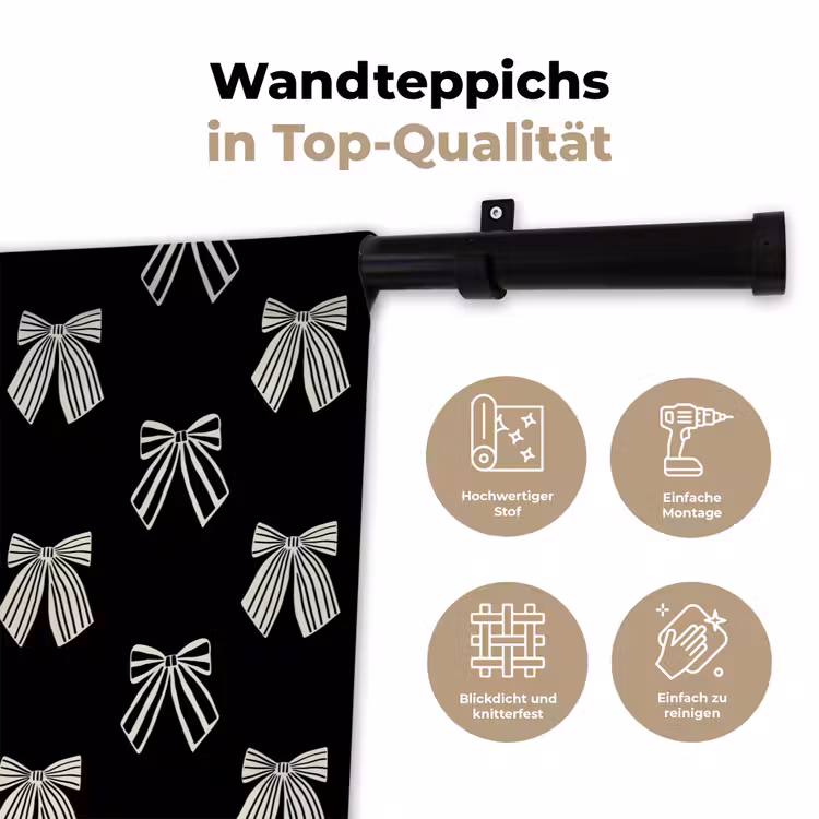 Wandteppich - Schleifen – Weihnachten – Creme – Schwarz — 7