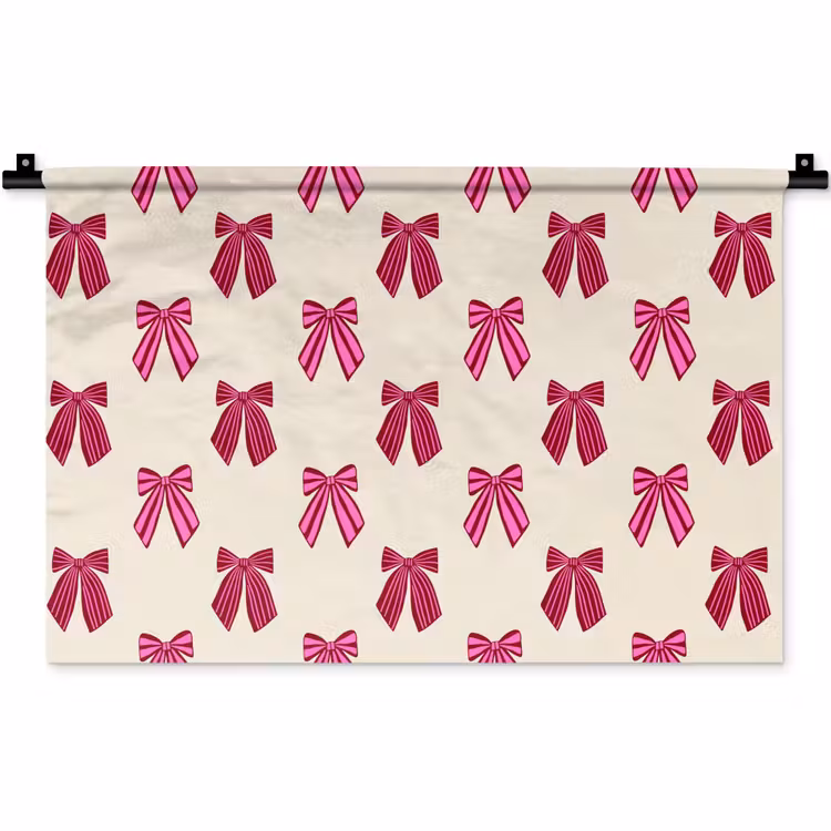 Wandteppich - Schleifen – Weihnachten – Rosa – Cremefarben — 1