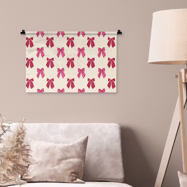 Wandteppich - Schleifen – Weihnachten – Rosa – Cremefarben — 2