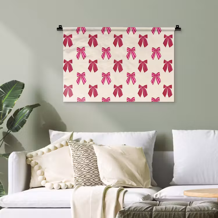 Wandteppich - Schleifen – Weihnachten – Rosa – Cremefarben — 4