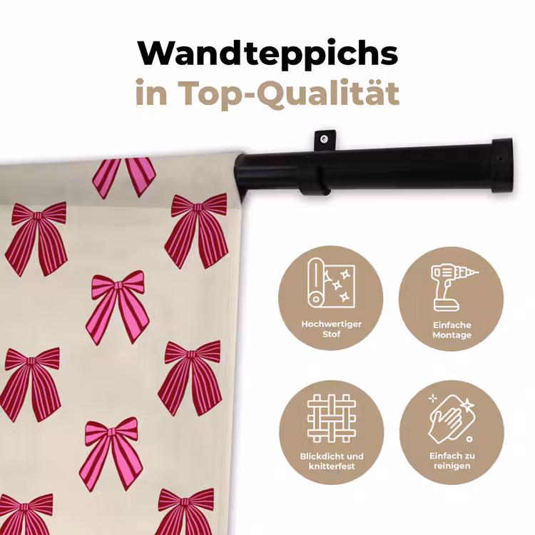 Wandteppich - Schleifen – Weihnachten – Rosa – Cremefarben — 7