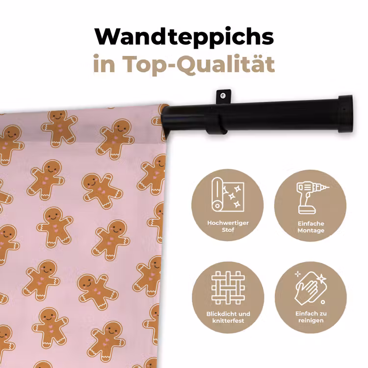 Wandteppich - Lebkuchen – Braun – Rosa – Weihnachten — 7