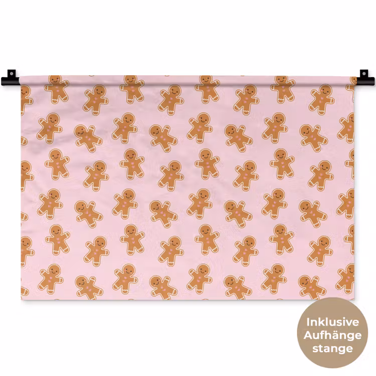 Wandteppich - Lebkuchen – Braun – Rosa – Weihnachten — 9