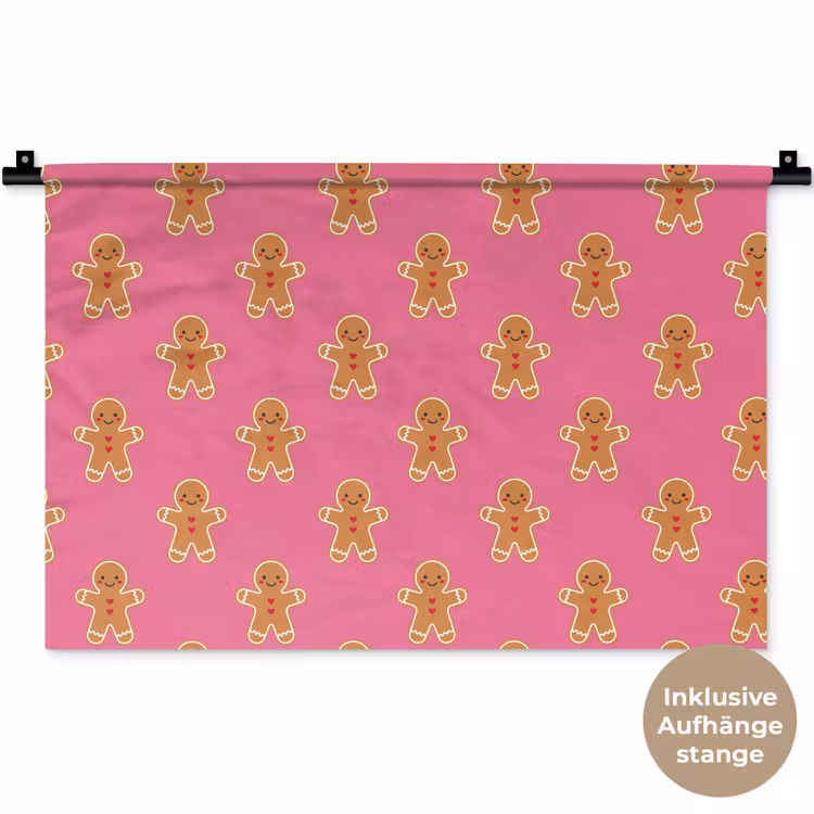 Wandteppich - Lebkuchen – Weihnachten – Rosa – Braun — 9