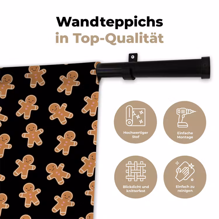 Wandteppich - Lebkuchen – Weihnachten – Schwarz – Braun — 7