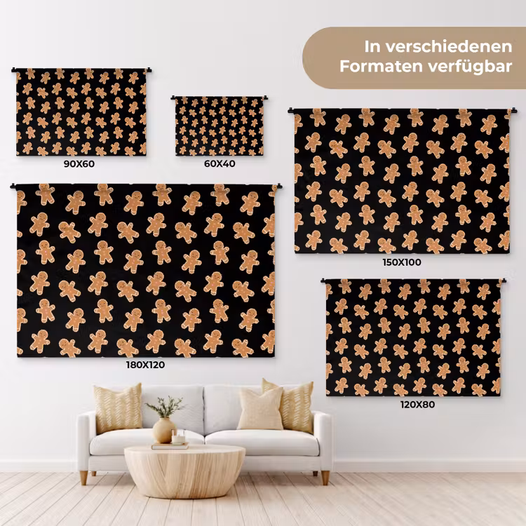 Wandteppich - Lebkuchen – Weihnachten – Schwarz – Braun — 8