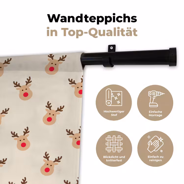 Wandteppich - Rentiere – Weihnachten – Creme — 7