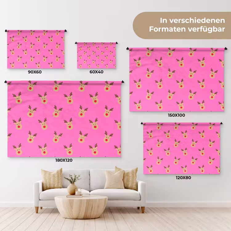 Wandteppich - Rentiere – Weihnachten – Neon – Rosa — 8