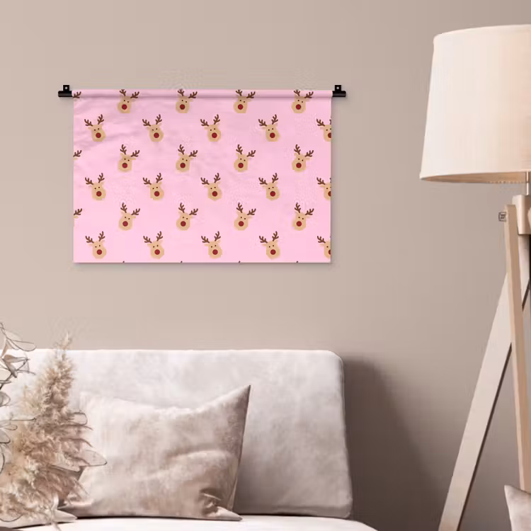 Wandteppich - Rentiere – Weihnachten – Rosa — 2