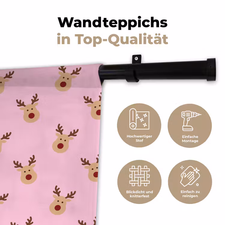 Wandteppich - Rentiere – Weihnachten – Rosa — 7