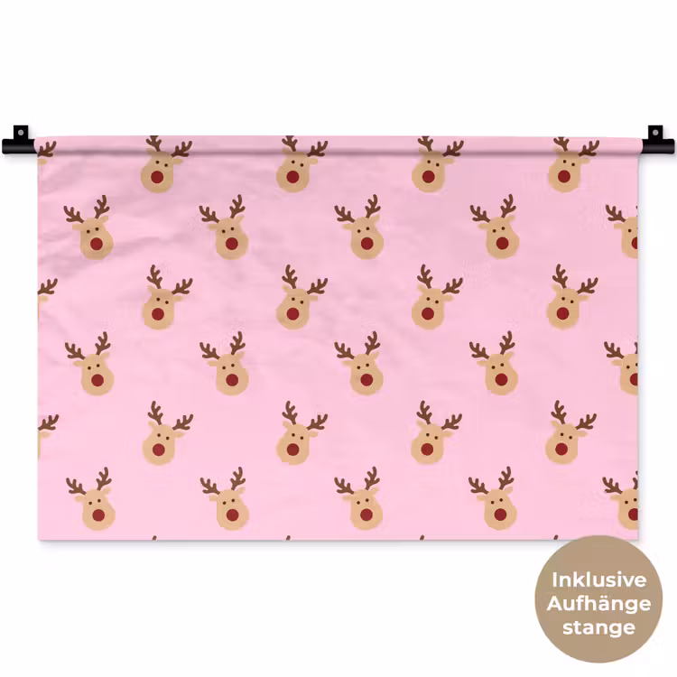Wandteppich - Rentiere – Weihnachten – Rosa — 9