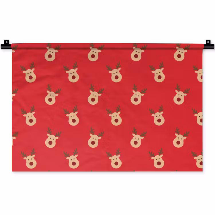 Wandteppich - Rentiere – Weihnachten – Rot — 1