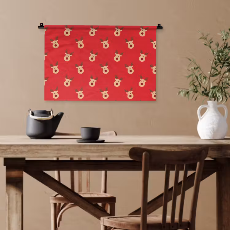 Wandteppich - Rentiere – Weihnachten – Rot — 3