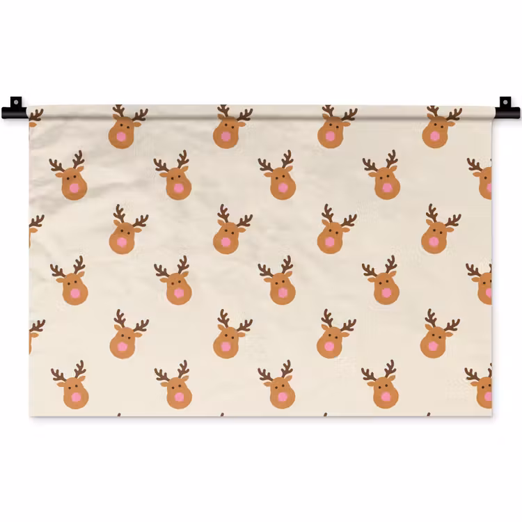 Wandteppich - Rentiere – Weihnachten – Creme – Rosa — 1