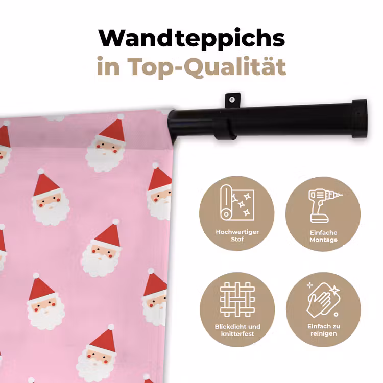 Wandteppich - Weihnachtsmann – Weihnachten – Rosa — 7