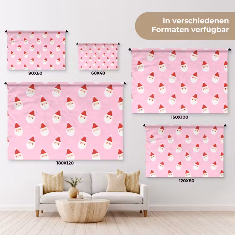 Wandteppich - Weihnachtsmann – Weihnachten – Rosa — 8