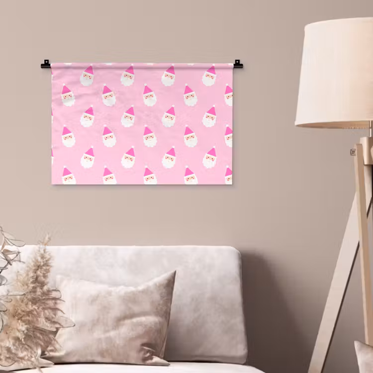 Wandteppich - Weihnachtsmann – Weihnachten – Rosa – Pastell — 2