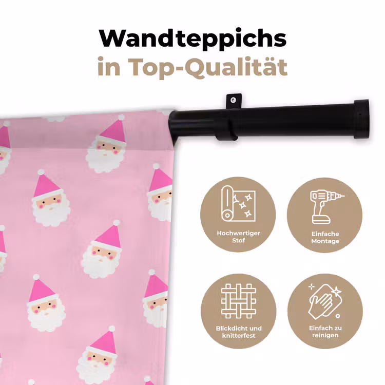 Wandteppich - Weihnachtsmann – Weihnachten – Rosa – Pastell — 7