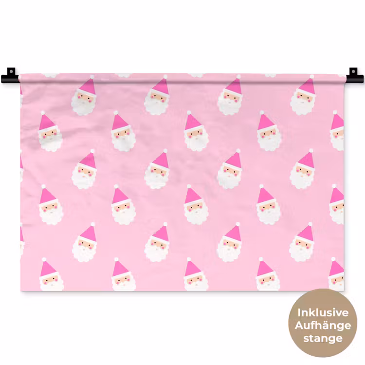 Wandteppich - Weihnachtsmann – Weihnachten – Rosa – Pastell — 9