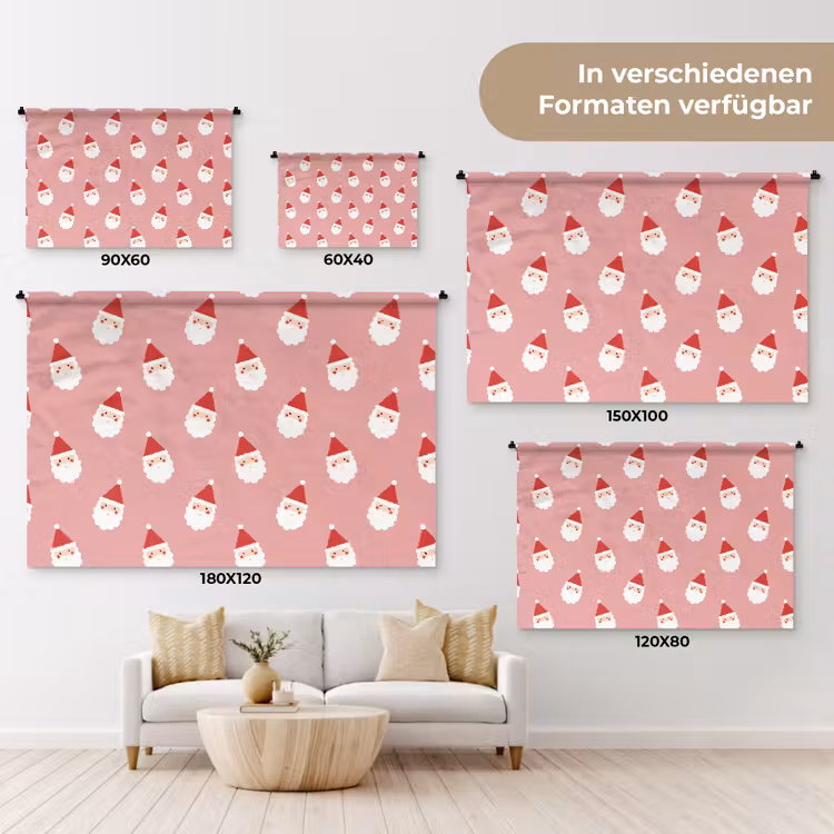 Wandteppich - Weihnachten – Weihnachtsmann – Rosa — 8