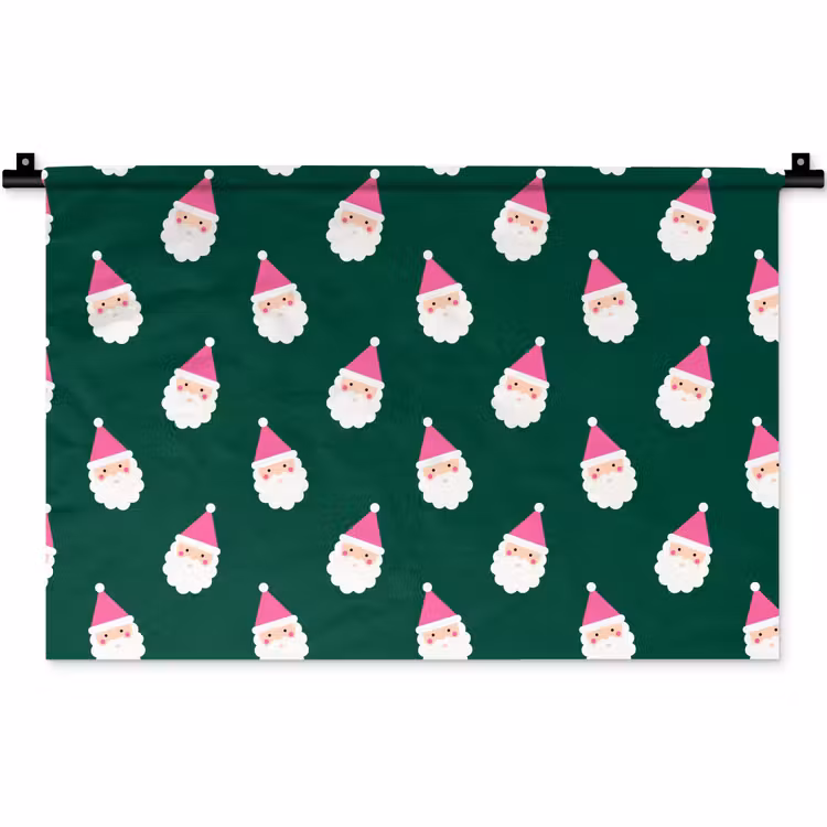 Wandteppich - Weihnachtsmann – Weihnachten – Grün – Rosa — 1