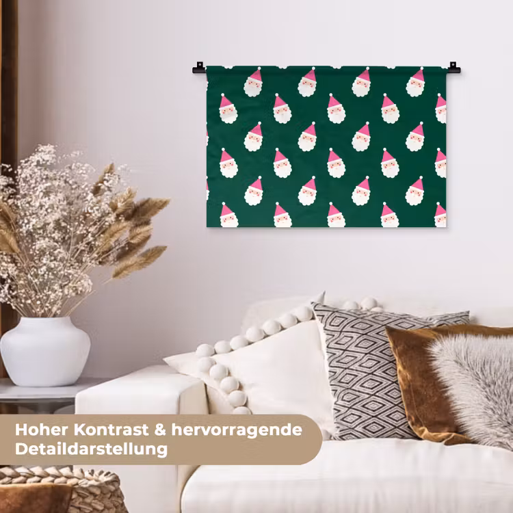 Wandteppich - Weihnachtsmann – Weihnachten – Grün – Rosa — 6
