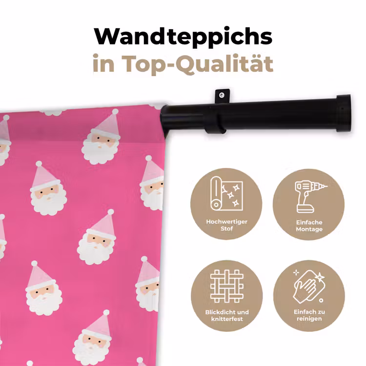 Wandteppich - Weihnachtsmann – Weihnachten – Neon – Rosa — 7