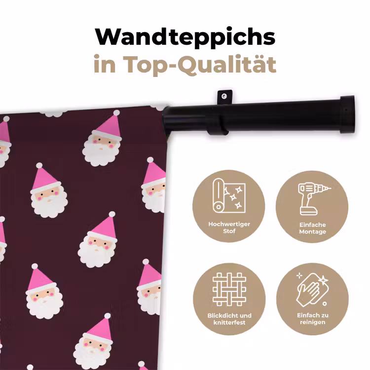 Wandteppich - Weihnachtsmann – Weihnachten – Rosa – Burgunderrot — 7