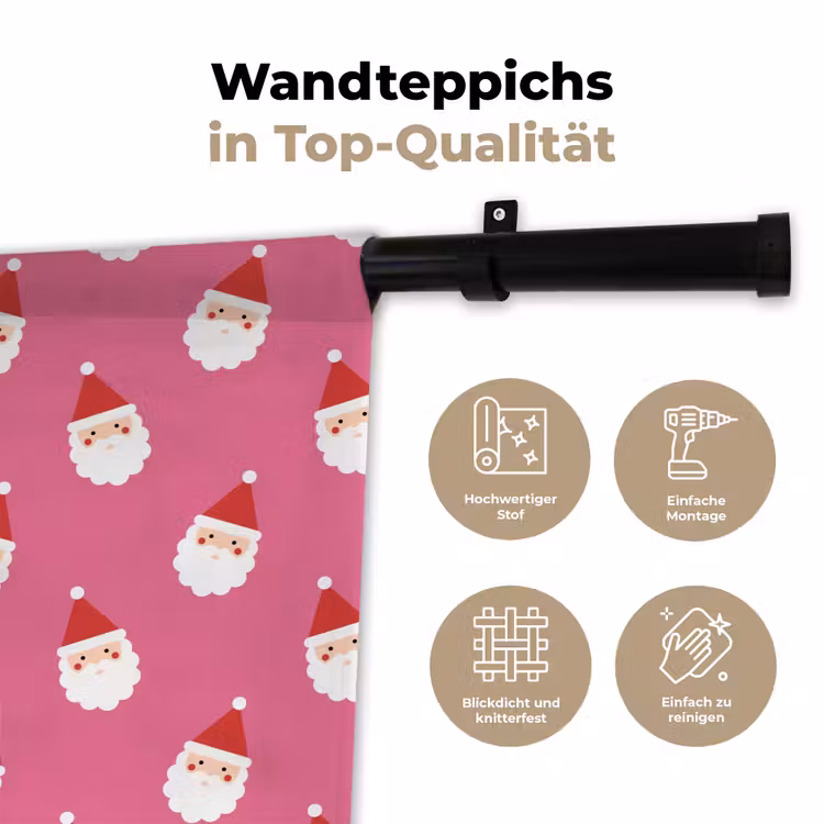 Wandteppich - Weihnachtsmann – Weihnachten – Rot – Rosa — 7