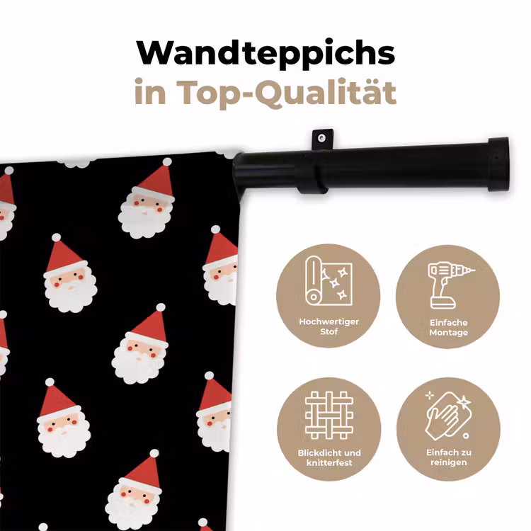 Wandteppich - Weihnachtsmann – Weihnachten – Schwarz — 7