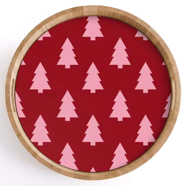Tablett - Weihnachtsbaum – Burgunderrot – Rosa — 1