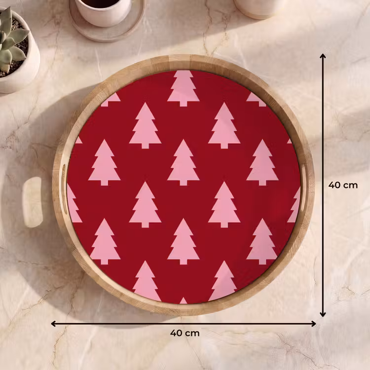 Tablett - Weihnachtsbaum – Burgunderrot – Rosa — 9