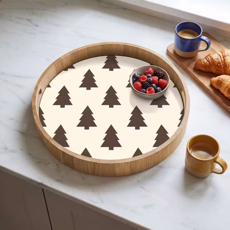 Tablett - Weihnachtsbaum – Creme – Grau — 4
